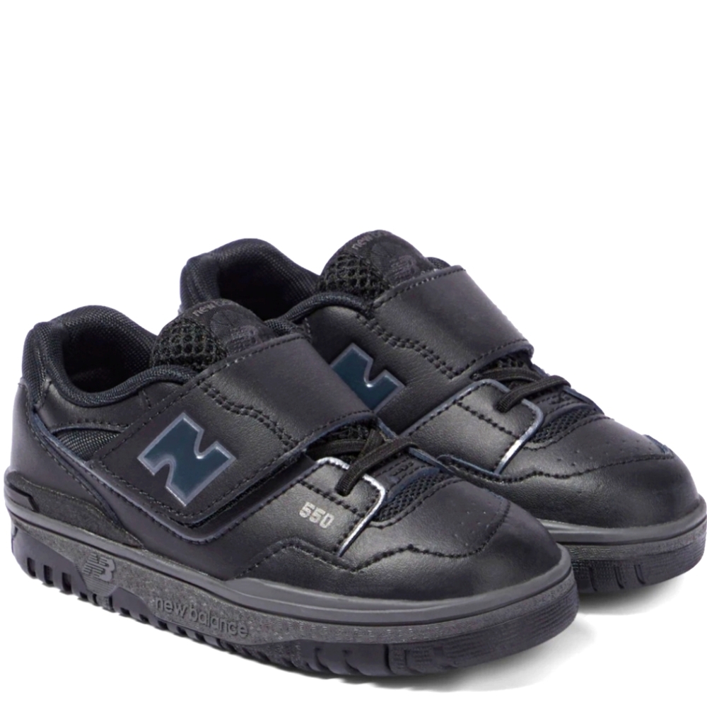 Size 7 Little Kid New Balance 550 Bungee Black Leather Shoes